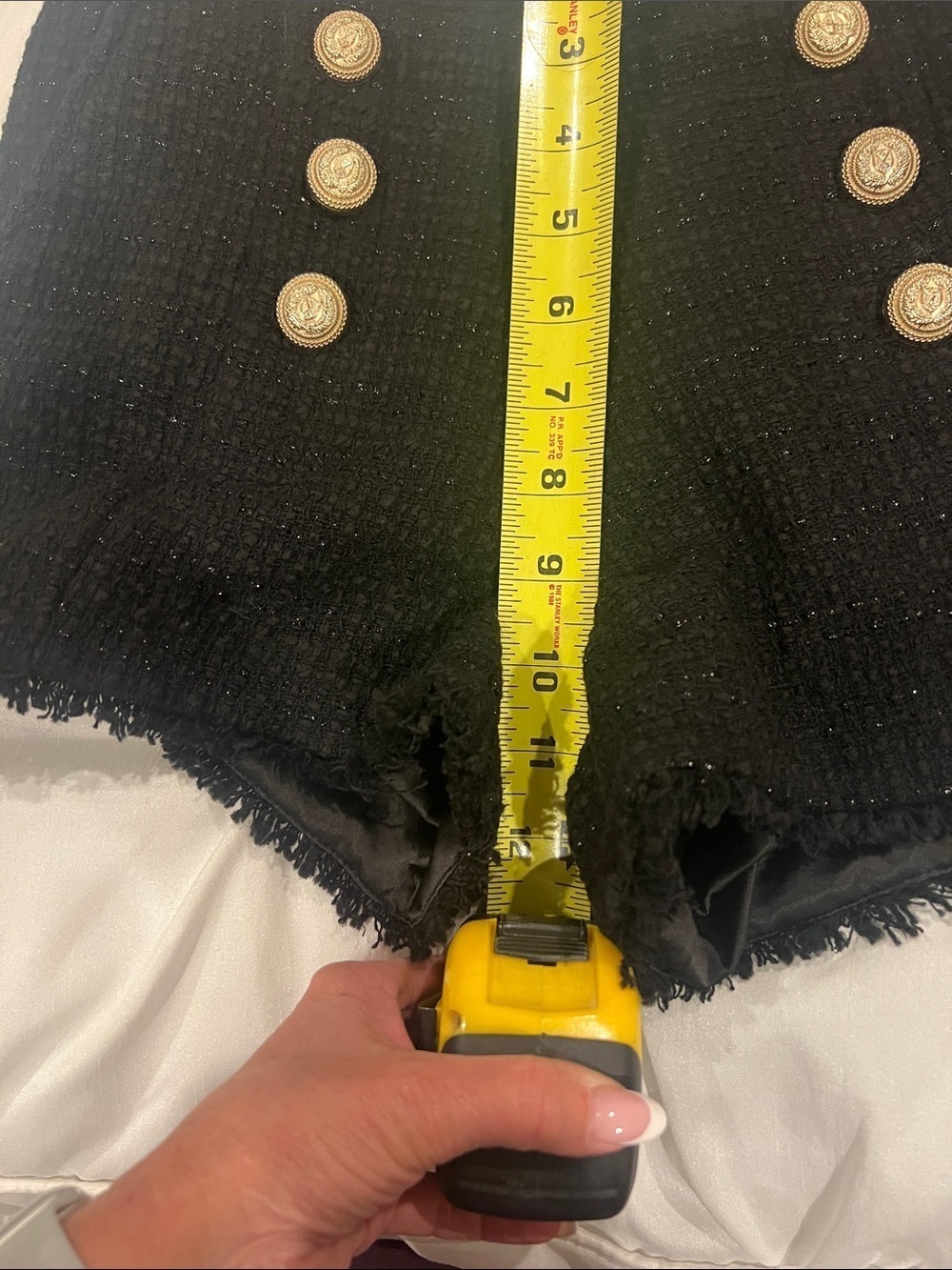 Generation Love Black Tweed Gold Button High Waist Shorts XS - Picture 9 of 11